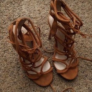 Olivia Suede Lace Up Heel
